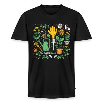 Permaculture Food Compost - Men's Premium Organic T-shirt with V-neck - black - Front - Nico (187cm)