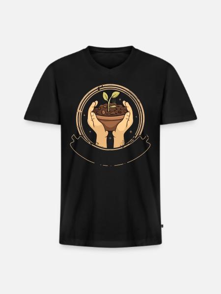 Permakultur Lebensmittel Compost - Männer Premium Bio T-Shirt mit V-Ausschnitt - Schwarz