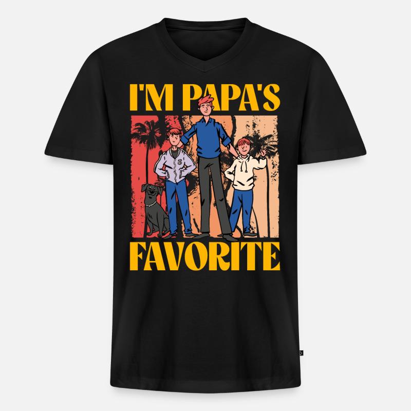 Ich bin Papas Liebling - Männer Premium Bio T-Shirt mit V-Ausschnitt - Schwarz