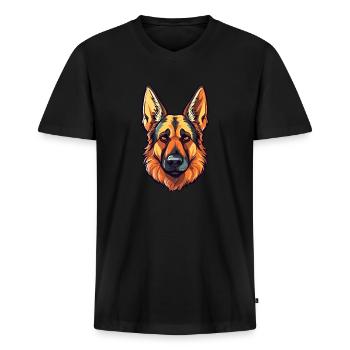 German Shepards Dog Breed Watercolor Cartoon Kawai - Men's Premium Organic T-shirt with V-neck - black - Front - Nico (187cm)