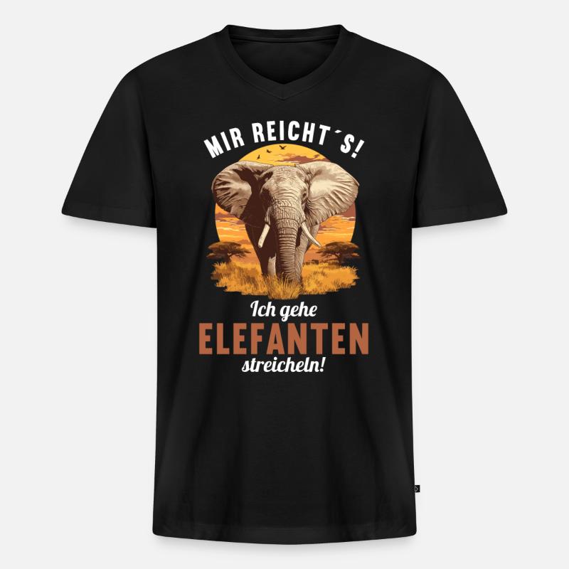 Elefanten Elefant - Männer Premium Bio T-Shirt mit V-Ausschnitt - Schwarz