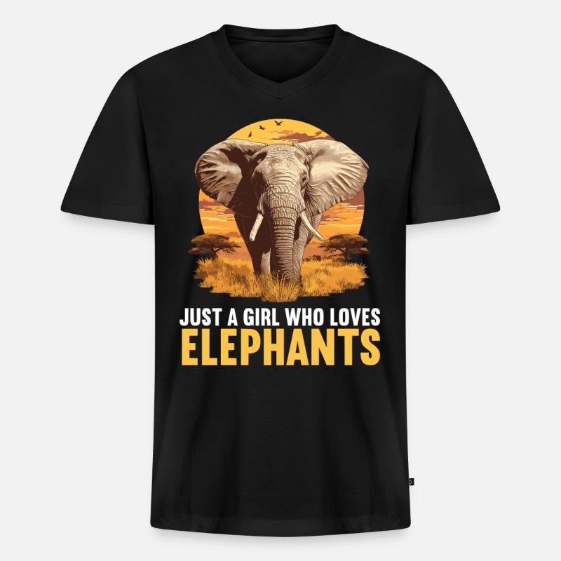 Elefanten Elefant - Männer Premium Bio T-Shirt mit V-Ausschnitt - Schwarz