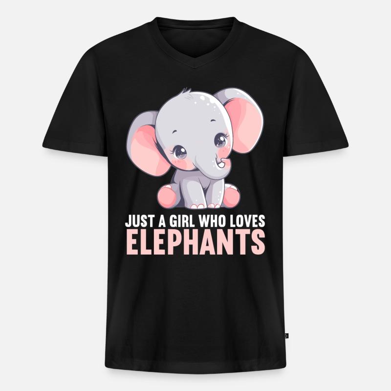 Elefanten Elefant - Männer Premium Bio T-Shirt mit V-Ausschnitt - Schwarz