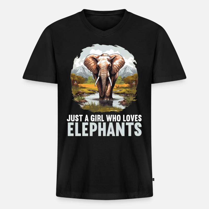 Elefanten Elefant - Männer Premium Bio T-Shirt mit V-Ausschnitt - Schwarz