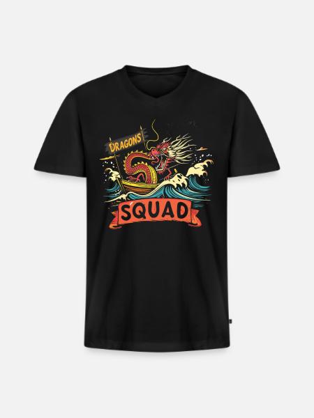 Lustiges Drachenboot-paddel - Männer Premium Bio T-Shirt mit V-Ausschnitt - Schwarz