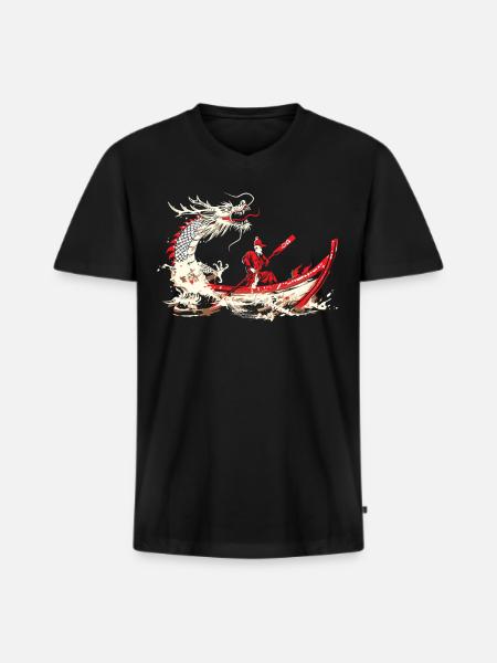 Lustiges Drachenboot-paddel - Männer Premium Bio T-Shirt mit V-Ausschnitt - Schwarz