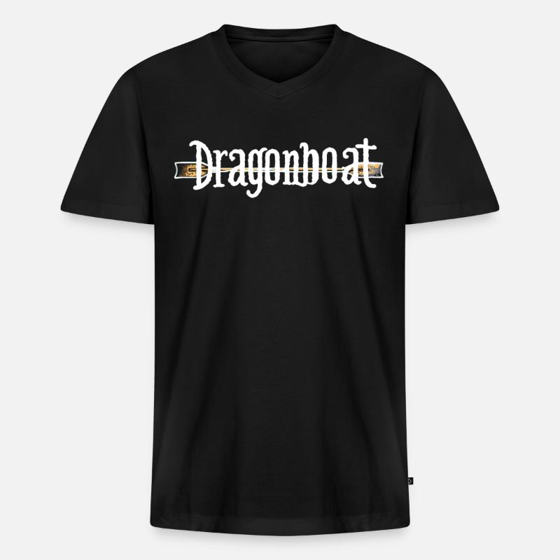 Lustiges Drachenboot-paddel - Männer Premium Bio T-Shirt mit V-Ausschnitt - Schwarz