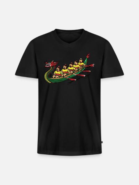 Lustiges Drachenboot-paddel - Männer Premium Bio T-Shirt mit V-Ausschnitt - Schwarz
