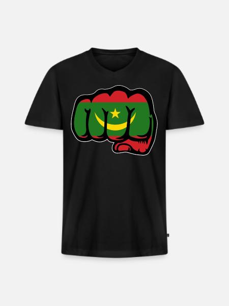 Mauretanien Flagge Faust - Männer Premium Bio T-Shirt mit V-Ausschnitt - Schwarz