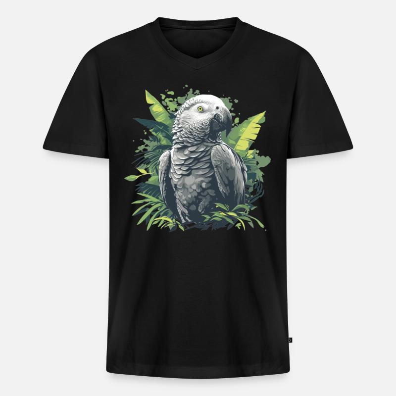 Graupapageien Graupapagei - Männer Premium Bio T-Shirt mit V-Ausschnitt - Schwarz