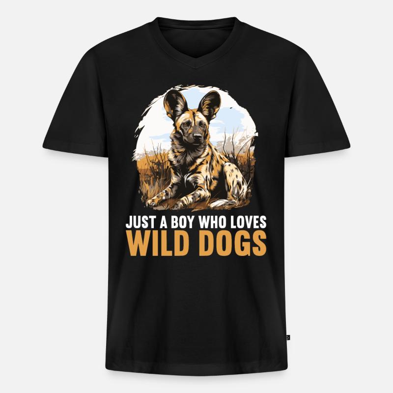 Wildhunde Wildhund - Männer Premium Bio T-Shirt mit V-Ausschnitt - Schwarz