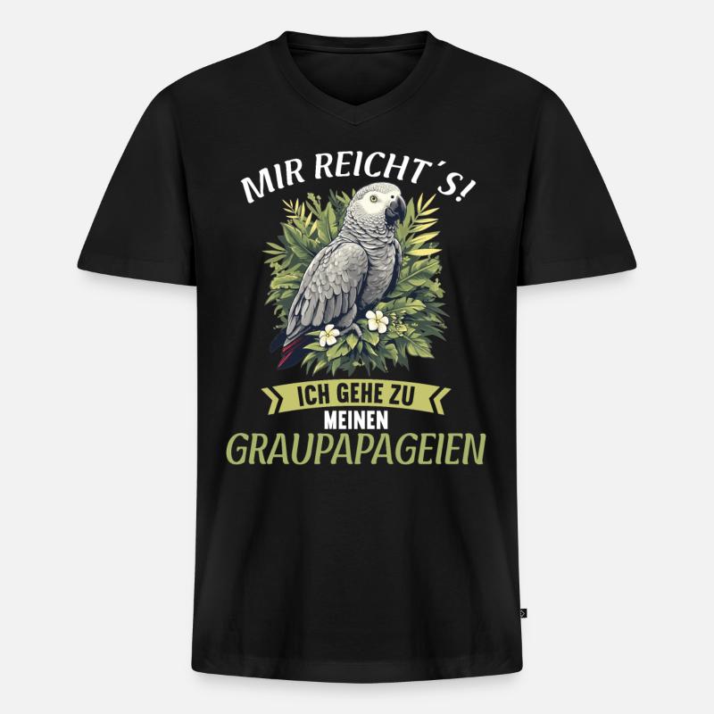 Graupapageien Graupapagei - Männer Premium Bio T-Shirt mit V-Ausschnitt - Schwarz