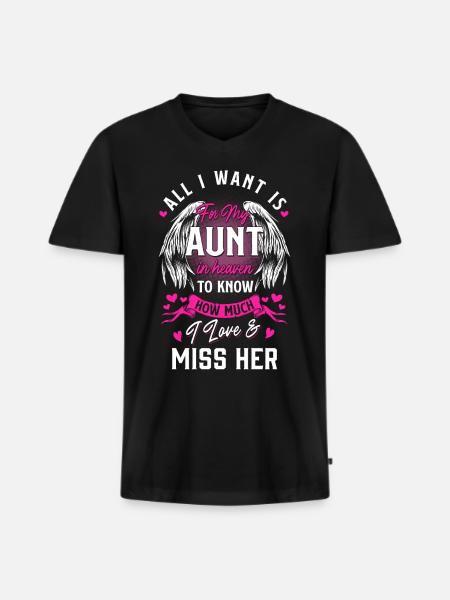 Aunt in Heaven - Men's Premium Organic T-shirt with V-neck - black