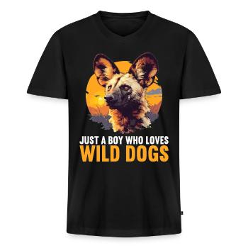 Wild Dogs Wild Dog - Men's Premium Organic T-shirt with V-neck - black - Front - Nico (187cm)