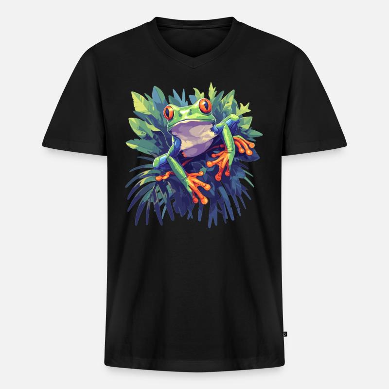 Tree Frog Baumfrösche Baumfrosch - Männer Premium Bio T-Shirt mit V-Ausschnitt - Schwarz