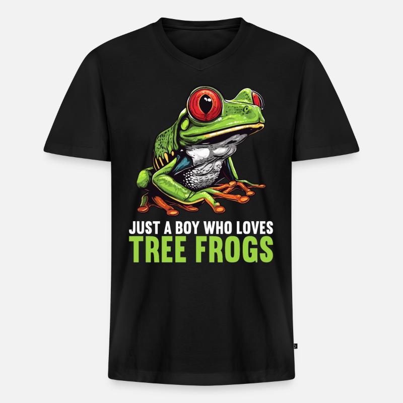 Tree Frog Baumfrösche Baumfrosch - Männer Premium Bio T-Shirt mit V-Ausschnitt - Schwarz
