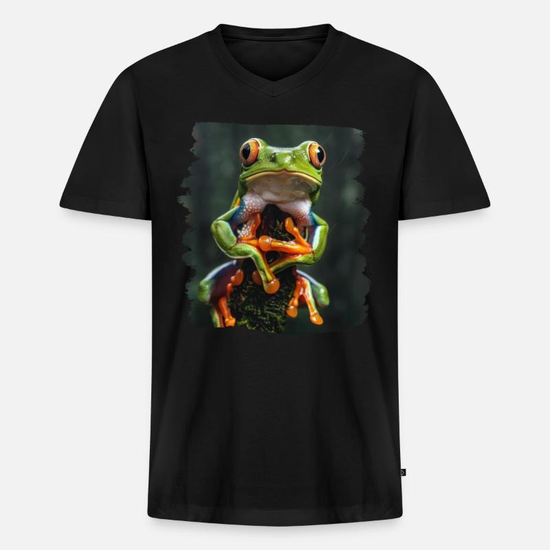 Tree Frog Baumfrösche Baumfrosch - Männer Premium Bio T-Shirt mit V-Ausschnitt - Schwarz