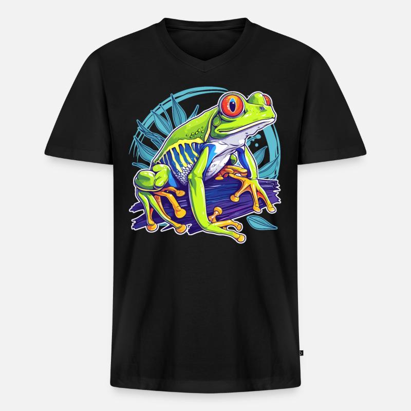 Tree Frog Baumfrösche Baumfrosch - Männer Premium Bio T-Shirt mit V-Ausschnitt - Schwarz