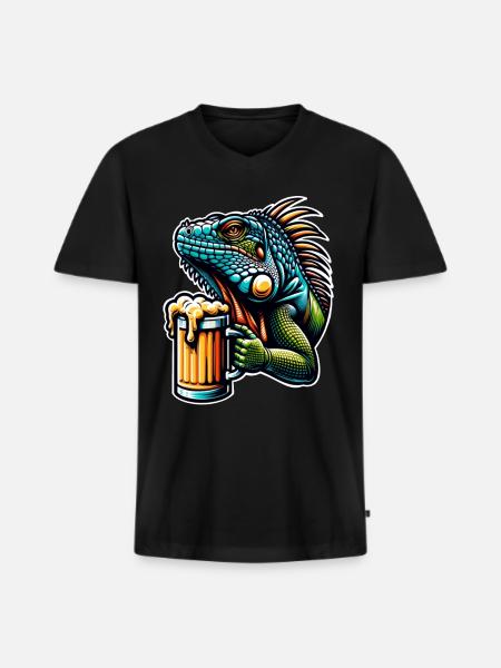 Bière d’iguane - T-shirt encolure en V Premium bio Homme - noir
