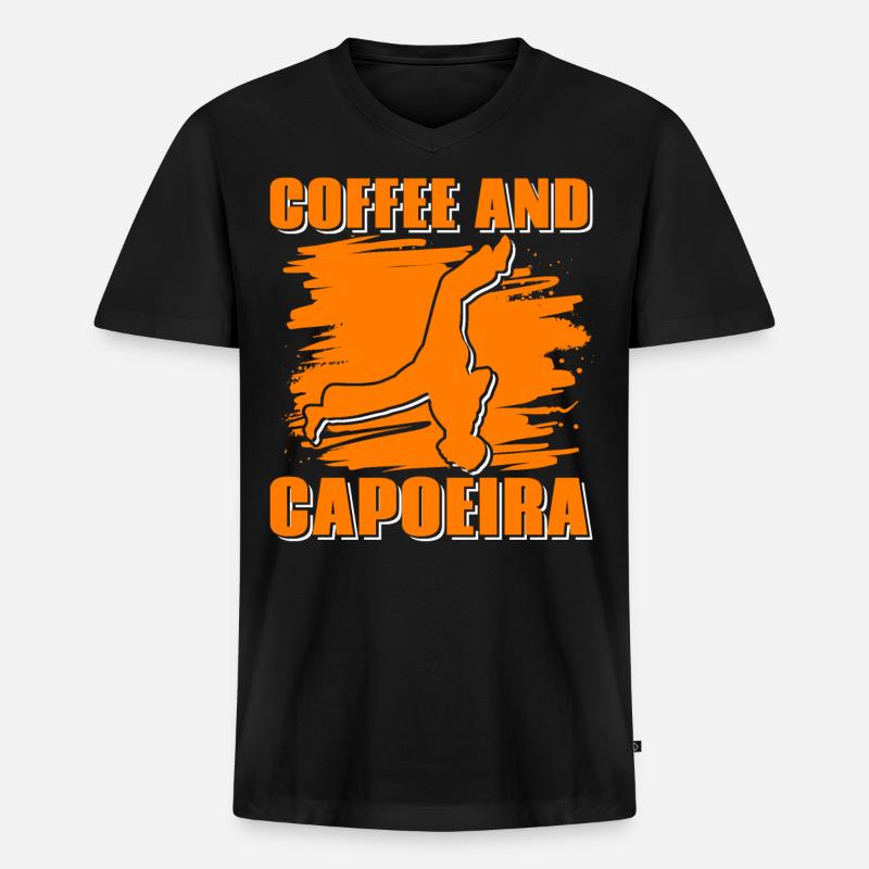 Kaffee und Capoeira - Männer Premium Bio T-Shirt mit V-Ausschnitt - Schwarz