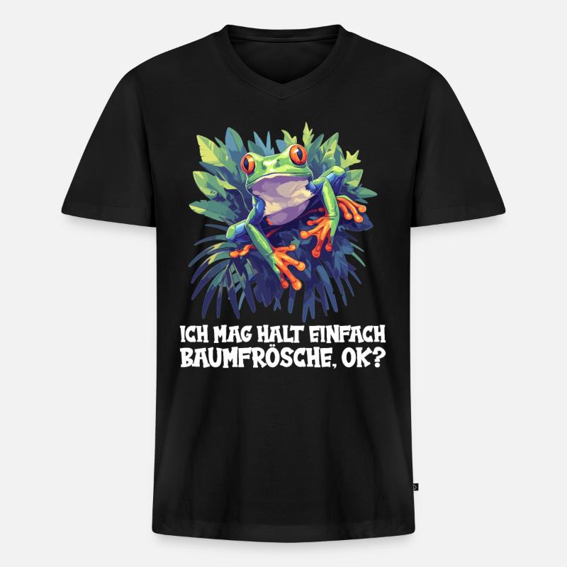 Tree Frog Baumfrösche Baumfrosch - Männer Premium Bio T-Shirt mit V-Ausschnitt - Schwarz