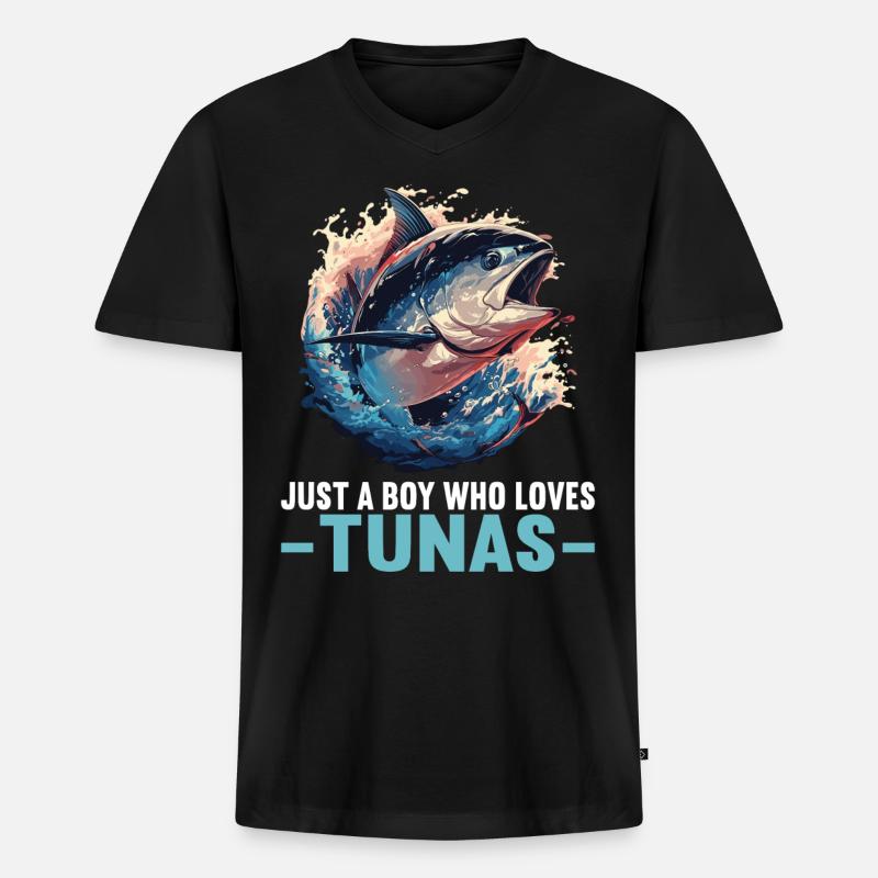 Tuna Thunfische Thunfisch - Männer Premium Bio T-Shirt mit V-Ausschnitt - Schwarz