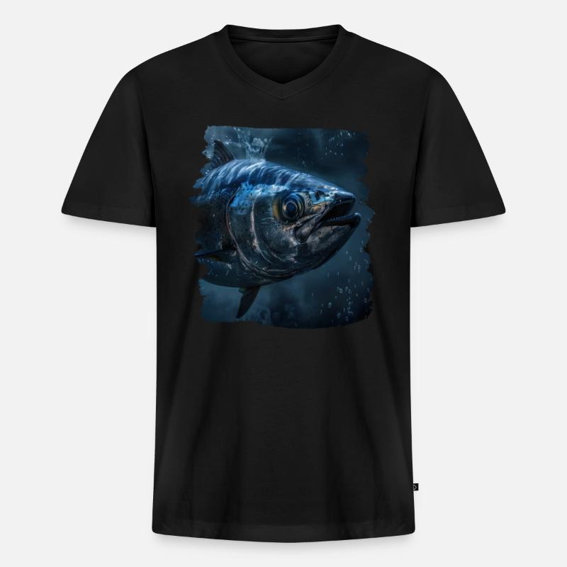 Tuna Thunfische Thunfisch - Männer Premium Bio T-Shirt mit V-Ausschnitt - Schwarz
