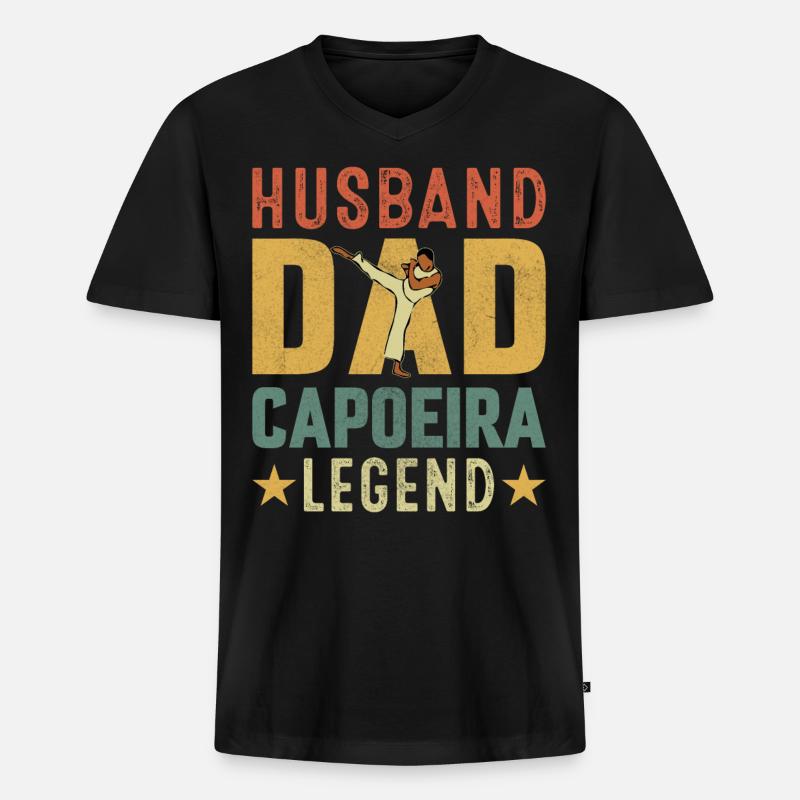Ehemann Papa Capoeira Legende - Männer Premium Bio T-Shirt mit V-Ausschnitt - Schwarz