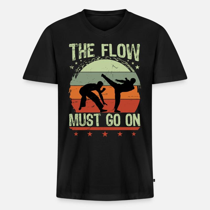 Der Flow muss weitergehen - Männer Premium Bio T-Shirt mit V-Ausschnitt - Schwarz
