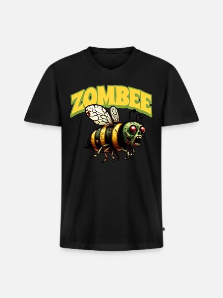 Zombie Bee Zombee - Men's Premium Organic T-shirt with V-neck - black