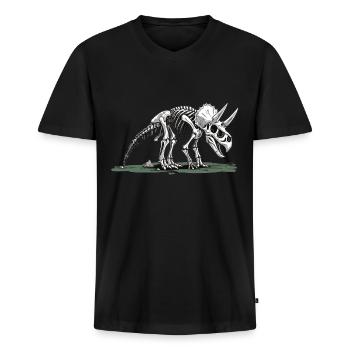 L’humour des dinosaures de la paléontologie - T-shirt encolure en V Premium bio Homme - noir - Devant - Nico (187cm)
