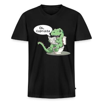 L’humour des dinosaures de la paléontologie - T-shirt encolure en V Premium bio Homme - noir - Devant - Nico (187cm)