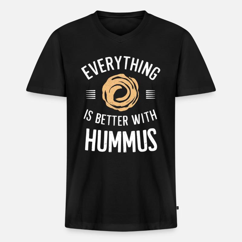 Alles Ist Besser Mit Hummus - Männer Premium Bio T-Shirt mit V-Ausschnitt - Schwarz
