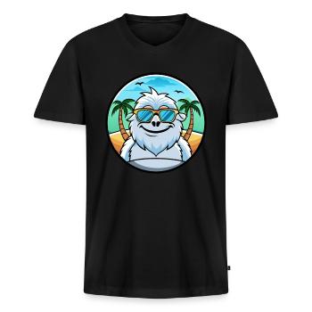 Yeti Lustige Cartoon Sommer Strand Sonnenbrille Aufkleber - Männer Premium Bio T-Shirt mit V-Ausschnitt - Schwarz - Vorne - Nico (187cm)
