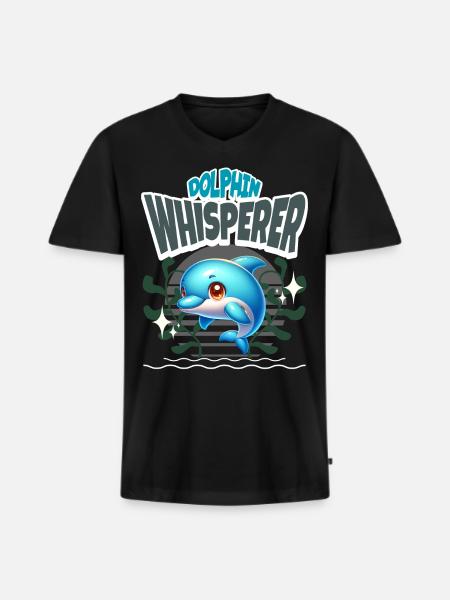 Dolphin - Men's Premium Organic T-shirt with V-neck - black