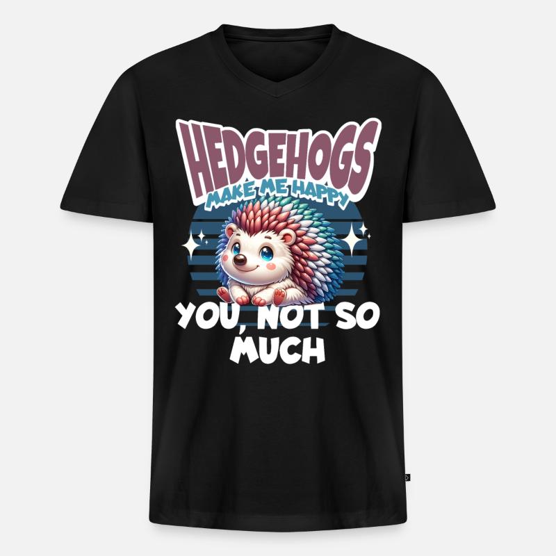 Igel - Männer Premium Bio T-Shirt mit V-Ausschnitt - Schwarz