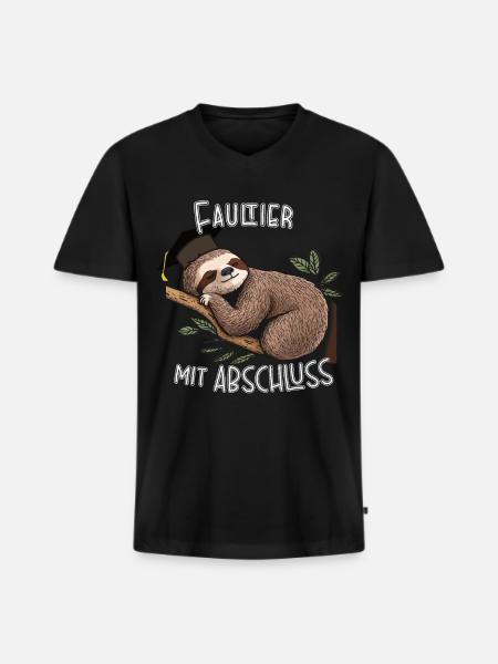 Sloth with graduation - Men's Premium Organic T-shirt with V-neck - black