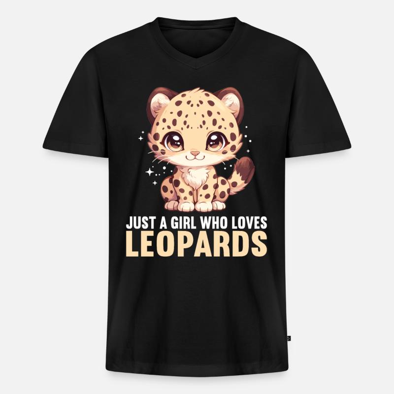 Leoparden Leopard - Männer Premium Bio T-Shirt mit V-Ausschnitt - Schwarz