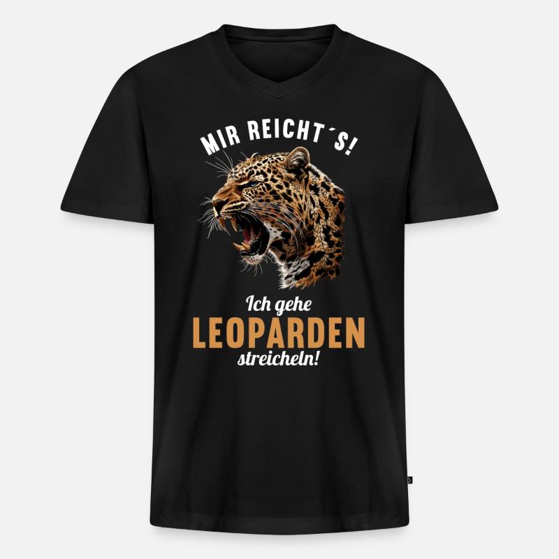 Leoparden Leopard - Männer Premium Bio T-Shirt mit V-Ausschnitt - Schwarz