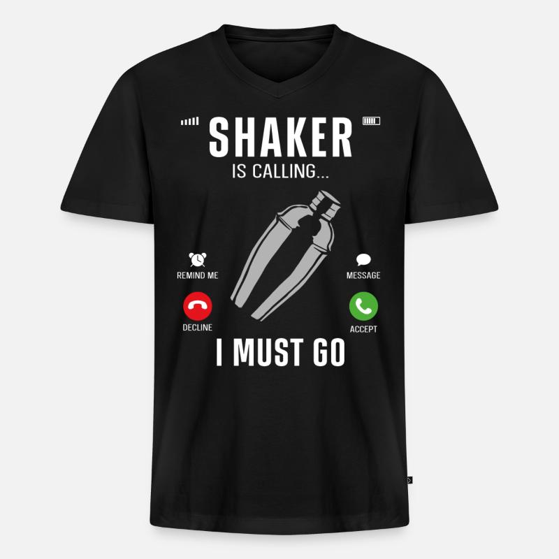 Bartender Mixologist Phone Display - Männer Premium Bio T-Shirt mit V-Ausschnitt - Schwarz