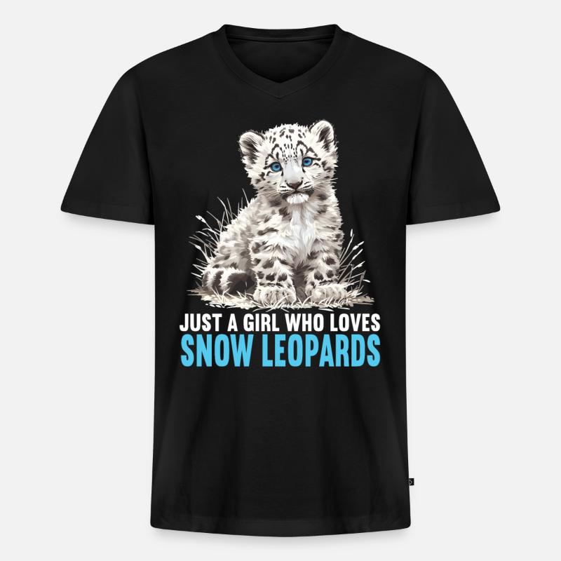 Snow Leopard Schneeleoparden Schneeleopard - Männer Premium Bio T-Shirt mit V-Ausschnitt - Schwarz