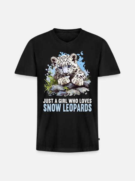Snow Leopard Schneeleoparden Schneeleopard - Men's Premium Organic T-shirt with V-neck - black