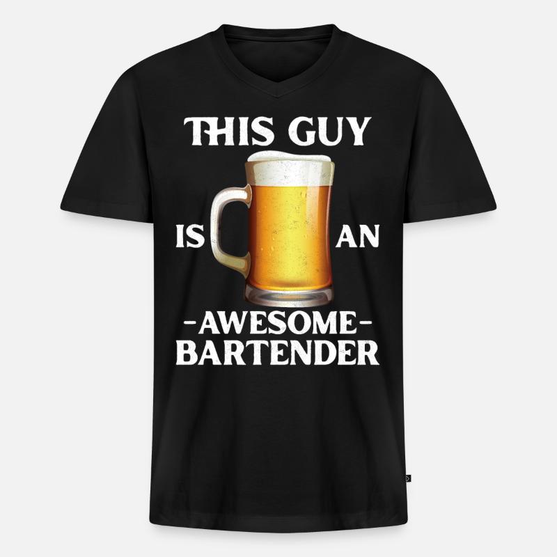 Bartender Mixologist This Guy Is - Männer Premium Bio T-Shirt mit V-Ausschnitt - Schwarz
