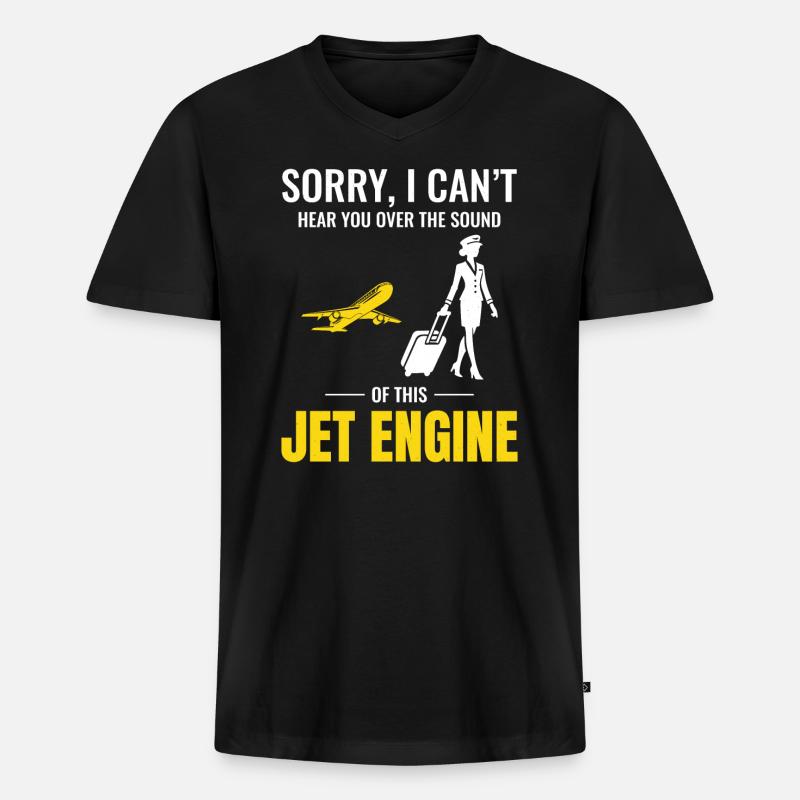 Flugbegleiter Flugpersonal - Männer Premium Bio T-Shirt mit V-Ausschnitt - Schwarz