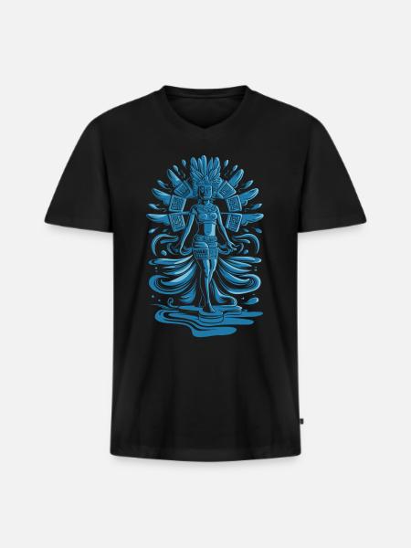 Aztec god Aztec mythology Chalchiuhtotolin - Men's Premium Organic T-shirt with V-neck - black