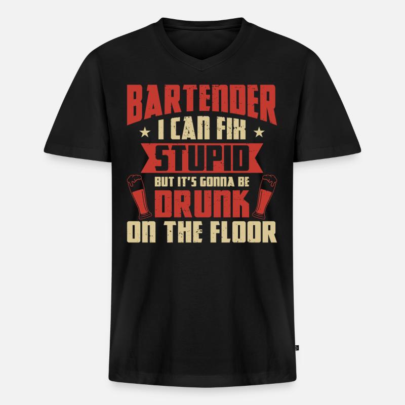 Bartender Mixologist Bartender I - Männer Premium Bio T-Shirt mit V-Ausschnitt - Schwarz