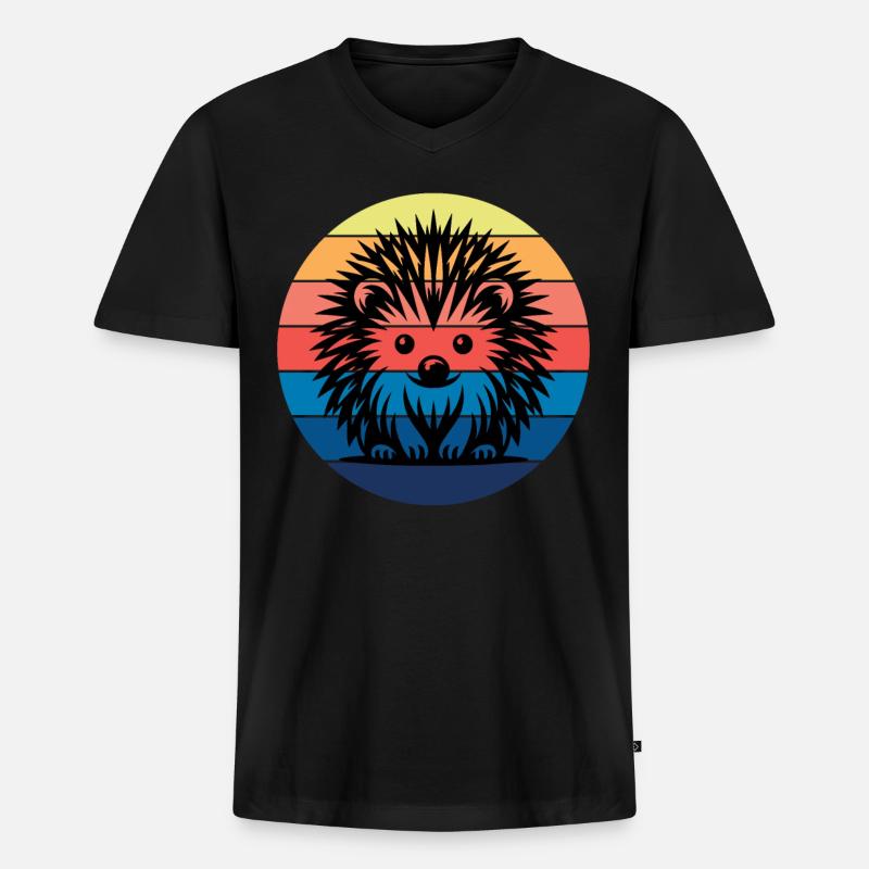 Igel - Männer Premium Bio T-Shirt mit V-Ausschnitt - Schwarz
