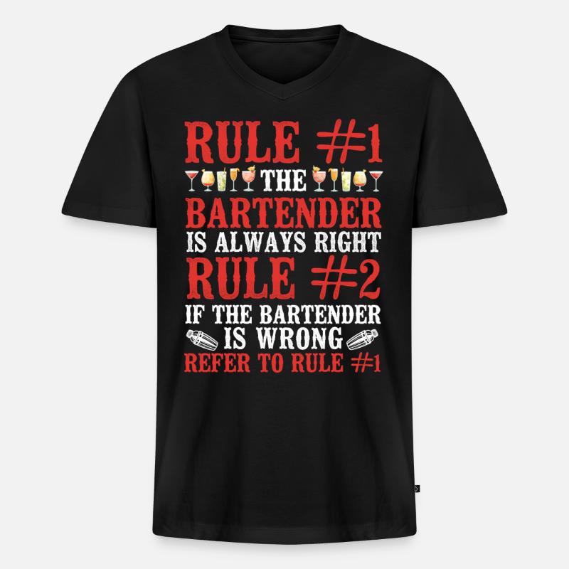Bartender Mixologist Rule #1 The - Männer Premium Bio T-Shirt mit V-Ausschnitt - Schwarz