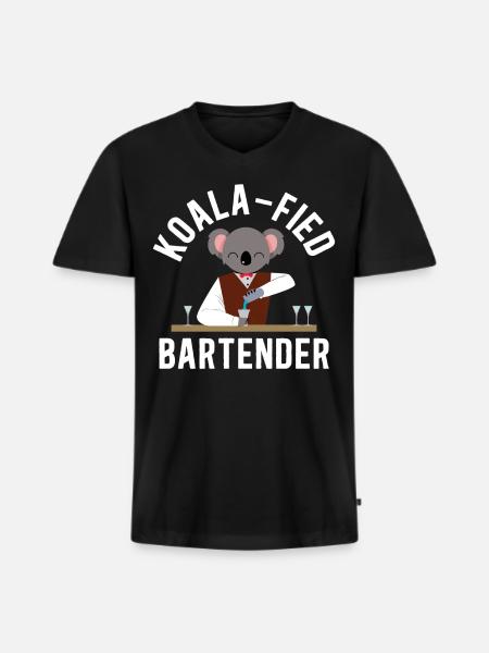 Bartender Mixologist Koala - Männer Premium Bio T-Shirt mit V-Ausschnitt - Schwarz