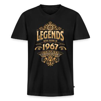 1967 Legend Birthday 1967 Year of birth - Men's Premium Organic T-shirt with V-neck - black - Front - Nico (187cm)